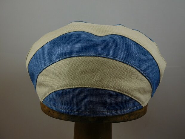 Portaluri flat cap summer cotton stripes naturel blauw