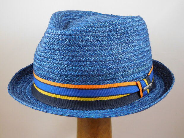 STETSON CANTALO TRILBY RAFFIA STROHOED BLAUW