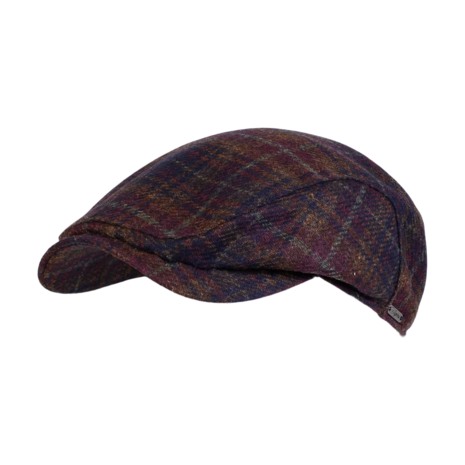 wigens ivy contemporary flat cap new wool tartan blue brown