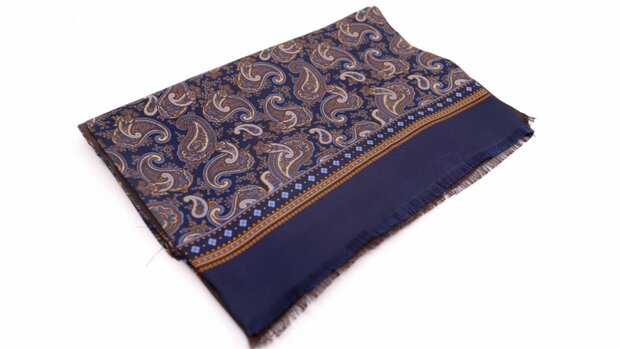 Heren sjaal zijde blauw paisley