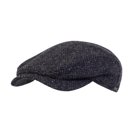 wigens ivy contemporary flat cap virgin herringbone wool dark grey