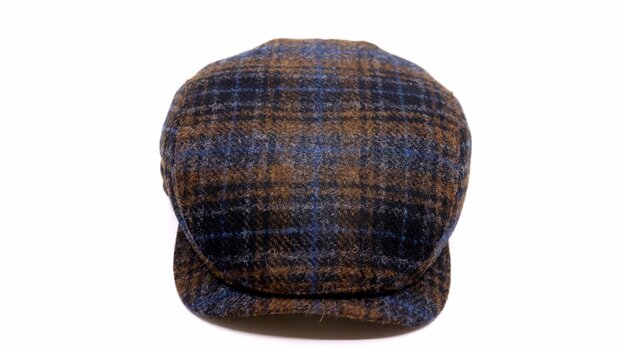 wigens ivy contemporary flat cap new wool tartan blue brown