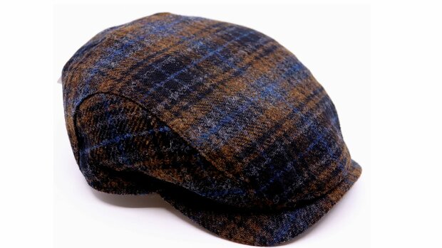 wigens ivy contemporary flat cap new wool tartan blue brown