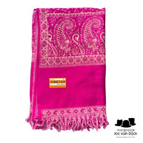 onkar tibetan blanket scarf yak wolmix magenta