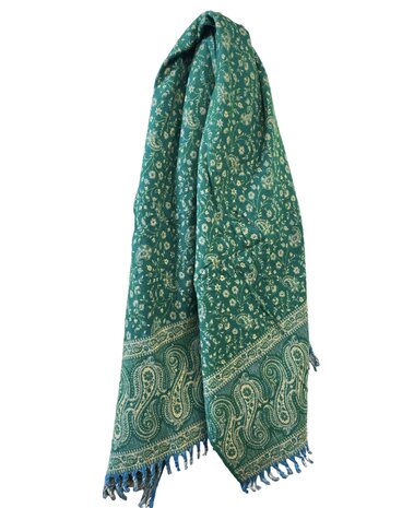 onkar tibetan blanket scarf yak wolmix smaragd groen en blauw