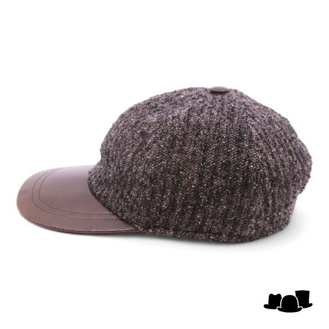 alfonso deste baseball cap zwart met afwerking bruin