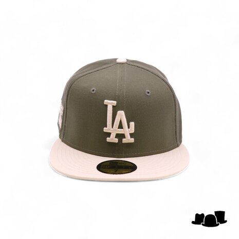 new era baseball cap 59fifty side patch los angeles dodgers olive cream