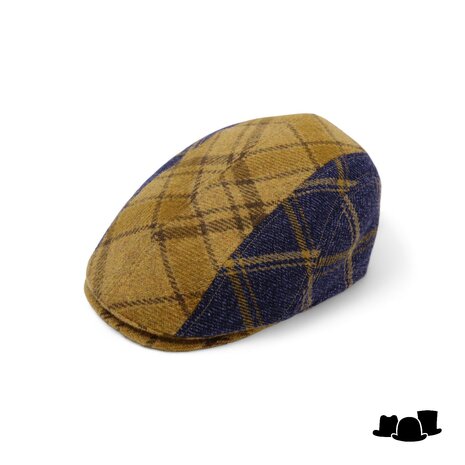 alfonso deste ivy pet jhon cashmere wolmix tartan blauw en oker