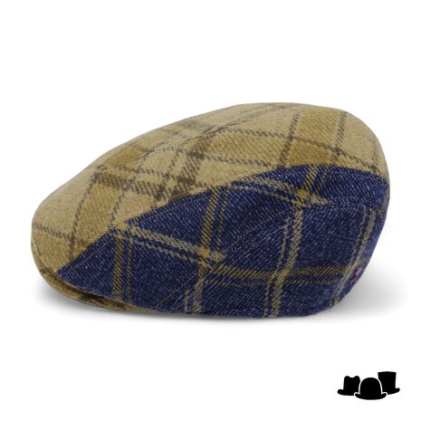 alfonso deste ivy pet jhon cashmere wolmix tartan blauw en oker