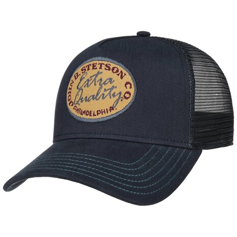 stetson trucker cap cotton brushed twill vintage navy gun metal