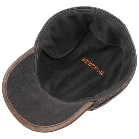 stetson baseball cap cowhide oorklep zwart