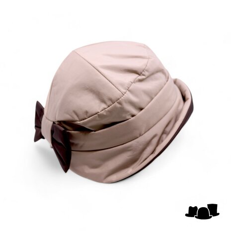 panizza cloche regenhoed strik beige en bruin