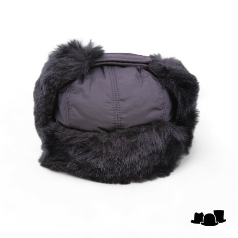 panizza gewatteerde ushanka  muts faux fur zwart