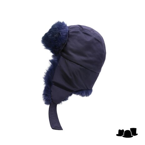 panizza gewatteerde ushanka  muts faux fur donkerblauw