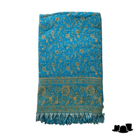 onkar tibetan blanket scarf yak wolmix gold and blue