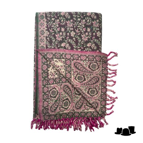 onkar tibetan blanket scarf yak wolmix green and fuchsia