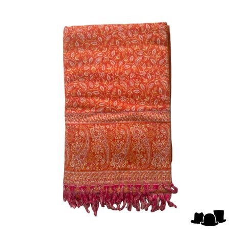 onkar tibetan blanket scarf yak wolmix oranje en creme