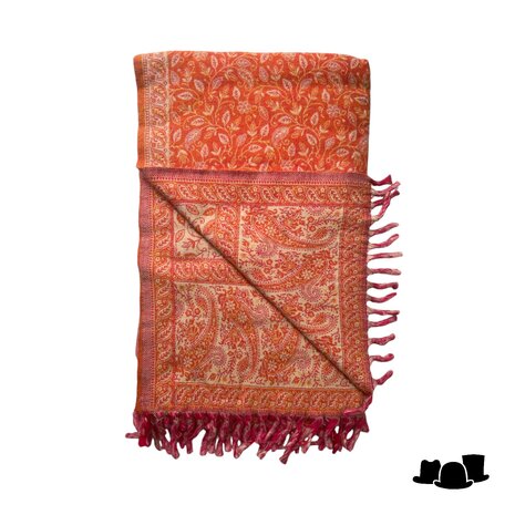 onkar tibetan blanket scarf yak wolmix oranje en creme