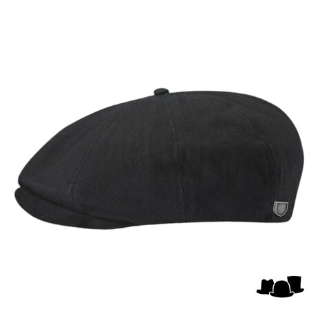 brixton brood snap cap cotton herringbone black