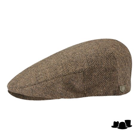 brixton hooligan flat cap woolmix herringbone brown khaki