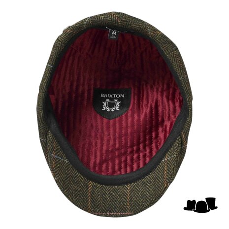 brixton hooligan flat cap woollook herringbone plaid bronze black