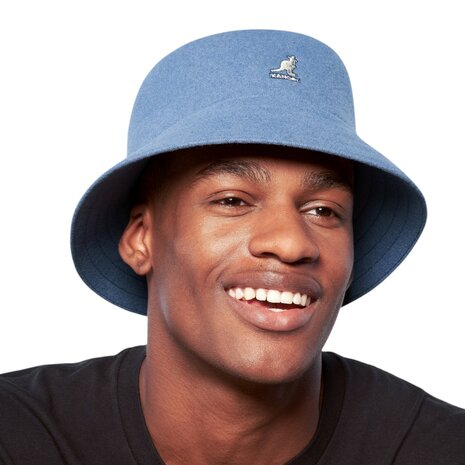 kangol bucket hat lahinch wool denim blue