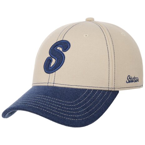 stetson baseball cap retro s viscosemix twotone creme jeansblauw