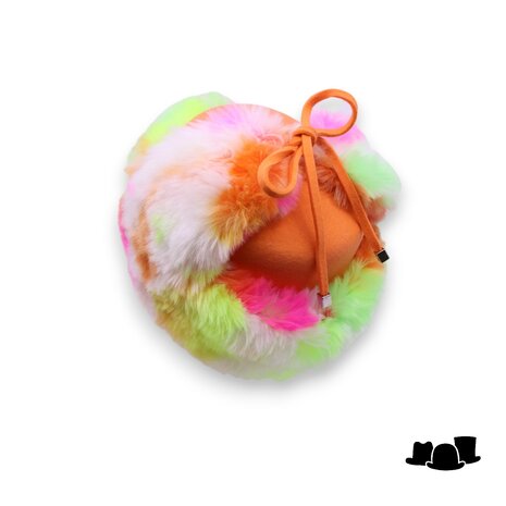 tesi unieke ushanka  muts merino en faux fur tie dye