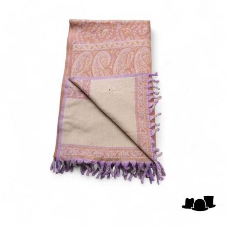 onkar tibetan blanket scarf yak wolmix pastel pink en lilac