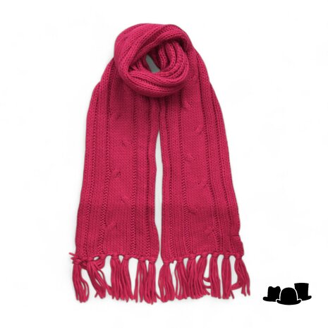 gebreide sjaal cableknit hot pink 