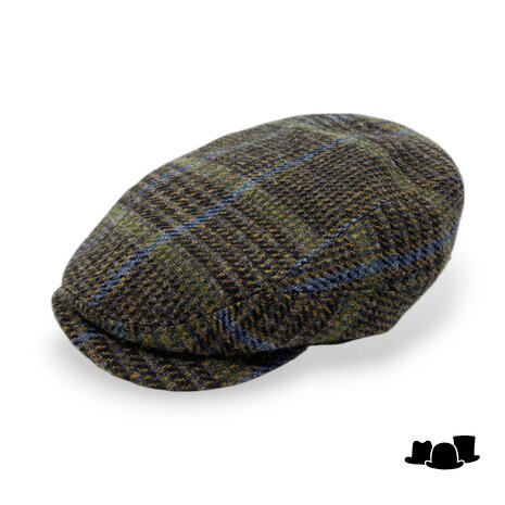 stetson driver cap bespoke harris tweed glencheck green oker ice