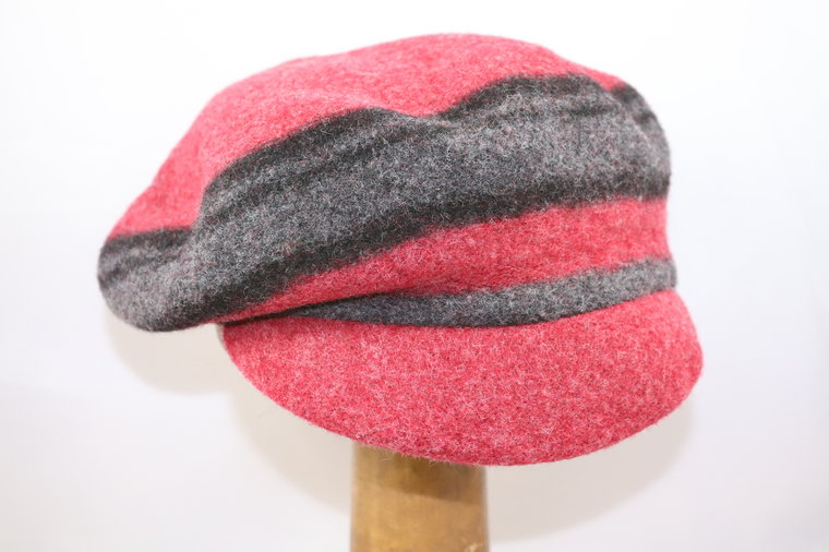 Seeberger Toque Wollen Baret met klep Ruby Red Anthracite