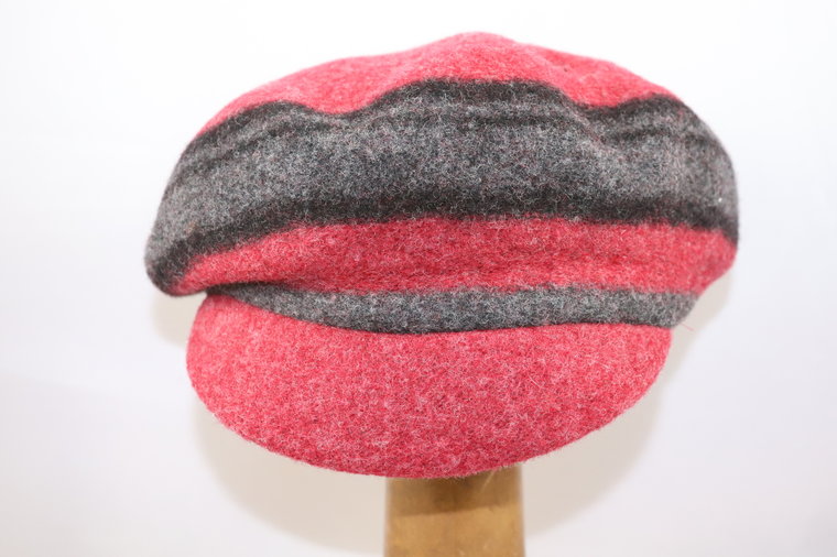 Seeberger Toque Wollen Baret met klep Ruby Red Anthracite