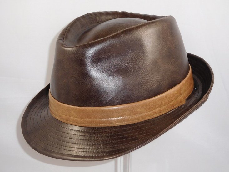 Mida Trilby Imitatieleder Donkerbruin Beige