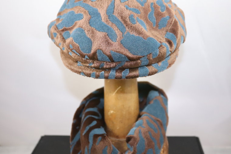 Kamy Hat Flatcap Animalprint Bruin Blauw