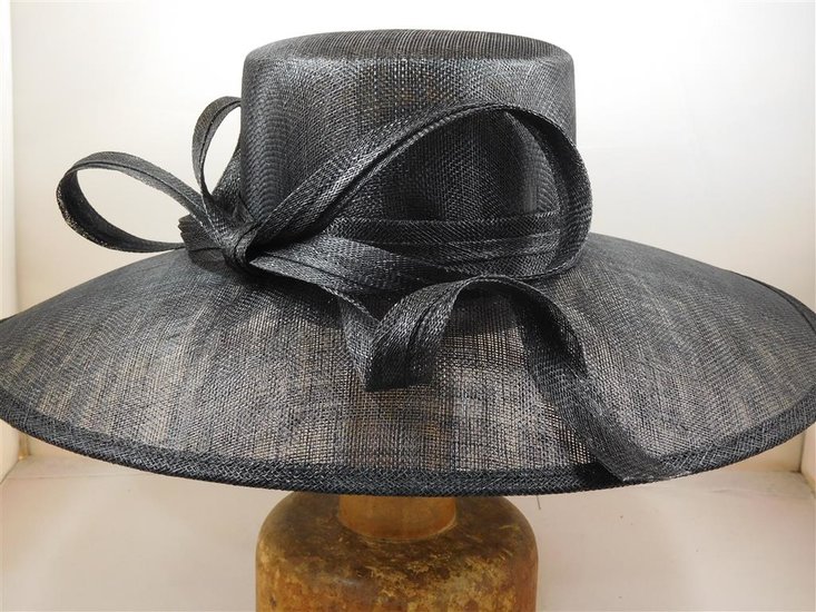 Maddox Occasion Hat Wide Brim Slim Bow Black