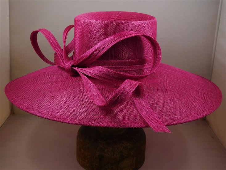 Maddox Occasion Hat Wide Brim Slim Bow MAGENTA