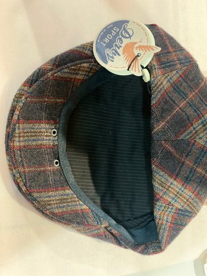 Derby Sport Flat Cap Tweed Ruit Donkerblauw Rust Rood