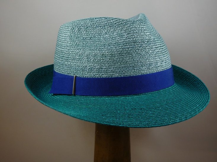 Marzi trilby bandstro 2tone mint turqoise