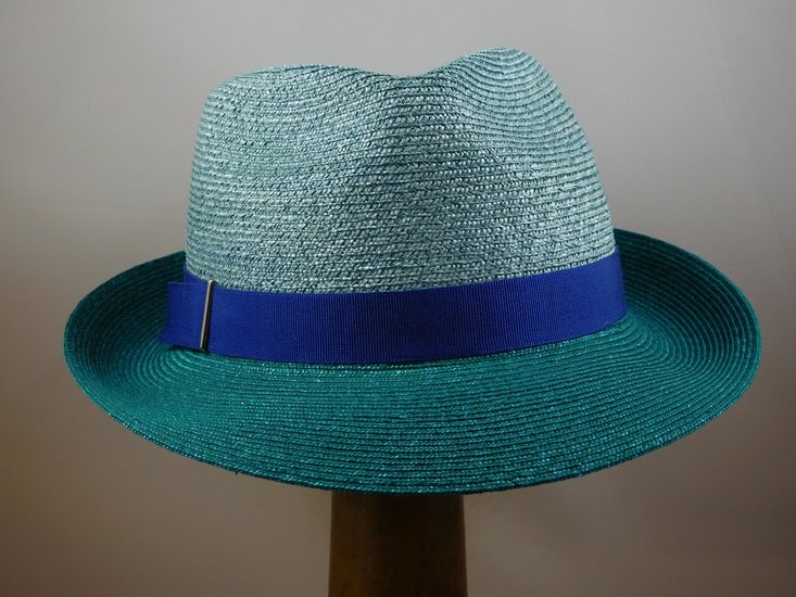 Marzi trilby bandstro 2tone mint turqoise