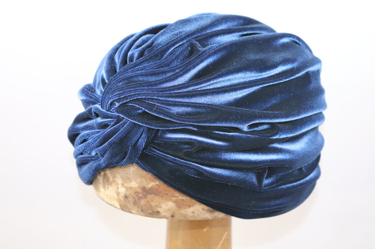 jos van dijck turban velvet indigo blue