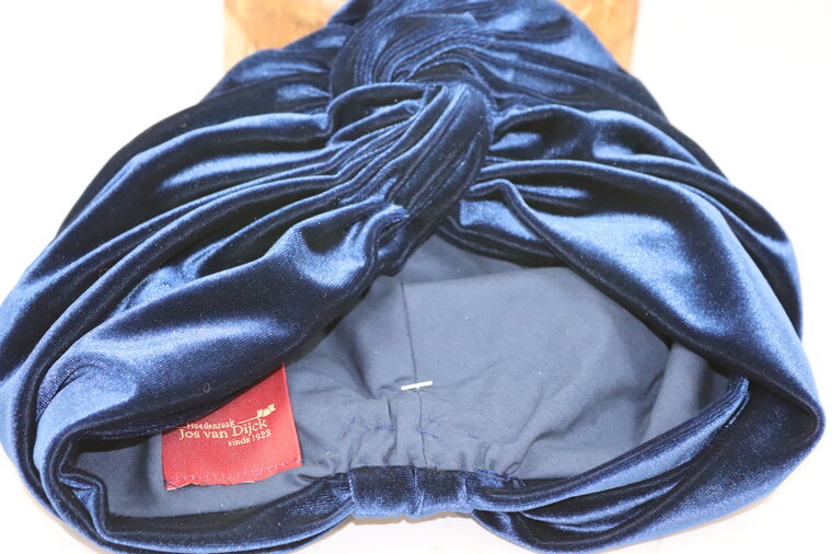 jos van dijck turban velvet indigo blue