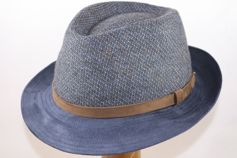 Jos van Dijck Player Trilby Wol Blauw Beige