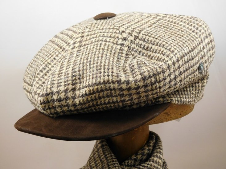 city sport gatsby newsboy cap wol glen plaid beige bruin