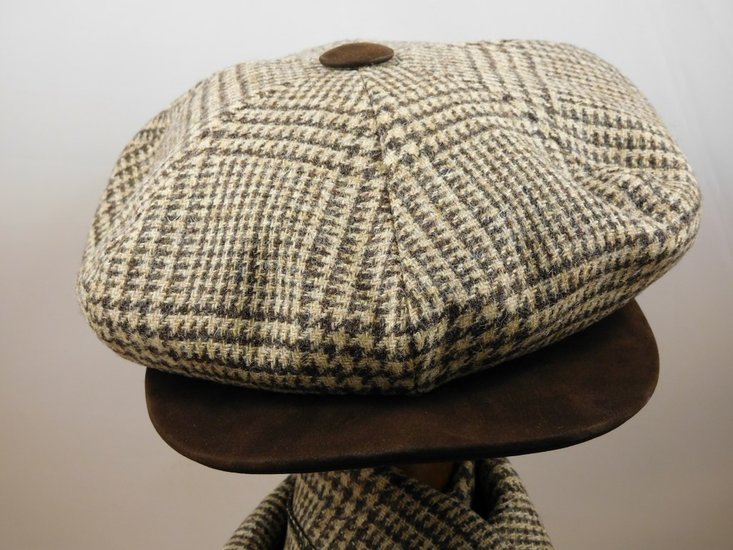 city sport gatsby newsboy cap wol glen plaid beige bruin