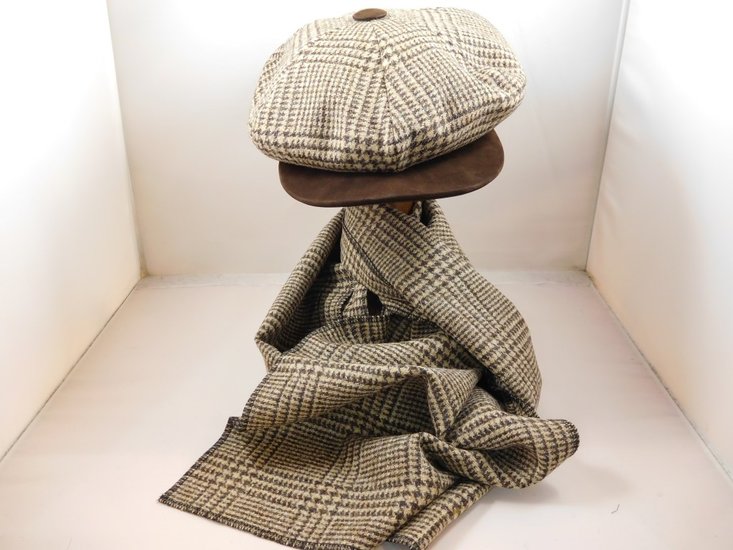 city sport gatsby newsboy cap wol glen plaid beige bruin