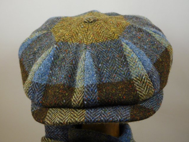 City Sport Newsboy Cap Donegal Tweed Groen Blauw