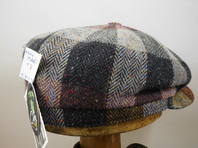 City Sport Newsboy Cap Donegal Tweed Taupe Bordeaux