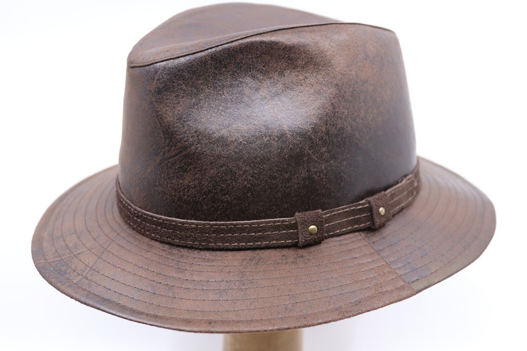 Mida Outdoor Fedora Leder Look Bruin