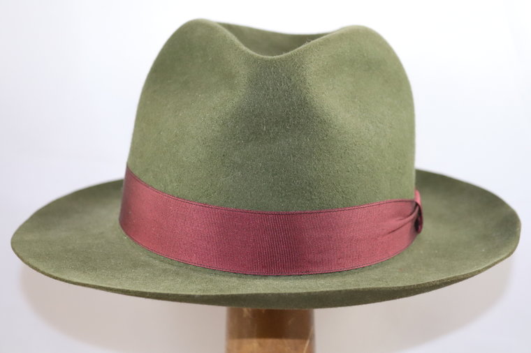 Customized Barbisio - Bespoke Furfelt Fedora Khaki Groen